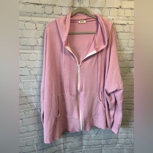 BLUMIN APPAREL Pink Zip Sweater with hood and pockets
